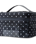 Portable Freezable Breastmilk Cooler And Formula Storage Bag With Built In Ice Packs showcasing polka dot design and handle.