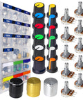 Dope Potentiometer Kit With 84 Pieces WH148 1K To 1M Ohm Linear Potentiometers, 15mm Shaft, 3 Pins, Aluminum Knob Set