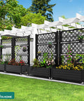 Outdoor Planter Boxes With Trellis Two Pack Resin Raised Garden Beds On Wheels With Drain Plugs For Climbing Plants 61 Inch Tall