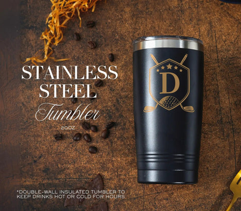 Dope Personalized Golf Gifts For Men And Women With Initials Monogrammed Accessories For Golfers 20oz Tumbler With Gold Foil Initial Luxury