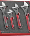4 Piece Adjustable Wrench Set With 6 8 10 Inch Wrenches And 8 Inch Wide Jaw TPR Foam Grips And Vinyl Handle Chrome Vanadium Steel