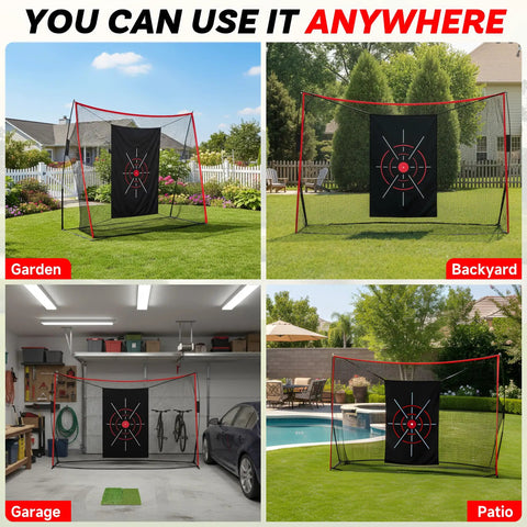 10x7Ft Golf Net With Turf Mat And Noise Free Target for Backyard, Garage, Garden, and Patio Setup