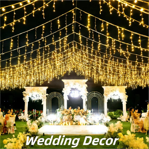 1620 LED 164ft Outdoor Christmas Lights Diamond Inspired Faceted Curtain String Lights With 360 Drops in wedding decor