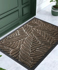 All Season Waterproof Front Door Mat For Indoor Outdoor Use 29.5x17 Non Slip Doormat For Garage Patio Entryway Brown Heavy Duty Weatherproof Entrance Mat
