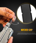 Close-up of Beefy Tungsten Carbide Glass Breaker Bits for Leatherman Multitools showing notched grip feature for secure locking.
