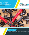 Half Inch FNPT Poly Crimp Swivel Elbow Adapter Pack Of Five For PEX And PE RT Pipes No Fuss Quick Connect Plumbing Fittings For Potable Water And Radiant Heating, SharkBite fittings