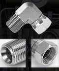 Heavy Duty Hydraulic Fitting Half Inch Male NPTF To Half Inch NPSM Female Swivel 90 Degree Elbow SAE Pipe Joint Connector Built To Last Forged Carbon Steel Hose Adapter For Hydraulic Systems, 1/2 inch, forged carbon steel