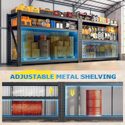 Rock Solid Industrial Storage Shelves 2 Pack 8250 Pound Capacity Heavy Duty 3 Tier Adjustable Metal Rack For Garage Warehouse Workshop And Ultimate Home Storage Needs
