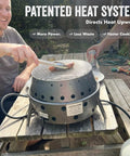 2nd Gen Collapsible Grill And Stove Portable Camping Cooker with Patented Heat System in backyard setting