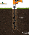 Heavy Duty Garden Auger Drill Bit No Fuss Planting Bulbs And Flowers 1.7 By 15 Inch Spiral Design in soil demonstration