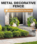 Heavy Duty Decorative Garden Fence Set, 10 Ft Long By 19 In High, 7 Panels, Rustproof Metal Border For Outdoor Yard And Flower Beds