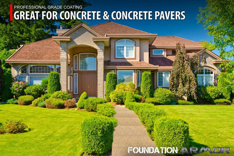 Top Tier Brown Tinted Concrete Sealer With High Gloss Glow Up Solvent Based Cure And Seal In A 5 Gallon Size on driveway pavers.