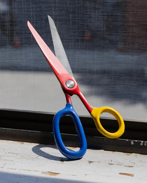 Chroma Scissors 8.5 Inch Heavy Duty Stainless Steel All Purpose Shears For Office Craft And Home Use With Ultra Sharp Blade And Ergonomic Comfort Grip Handles In Bold Red Color For Smooth Cutting And Everyday DIY Ready Workhorse, close-up on screen