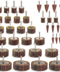 40 Piece Flap Wheel Sander Set For Pro DIYers With One Quarter Inch Shank For Drill Polishing And Deburring Ten Sizes Of 80 Grit