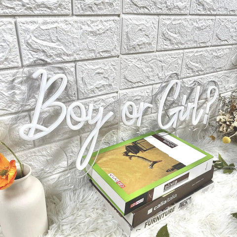 Boy Or Girl Neon Sign For Wall Decor 23.6 Inch LED Large Dimmer Sign For Bedroom Aesthetic And Birthday Party Gift For Boyfriend Girlfriend Lovers Women Men Room Or Bathroom Decor Safe Flexible Light