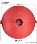 Top view of Heavy Duty Gate Valve Lockout Red Lockout Tagout Device for 18 to 24 inch valve handles up to 5 inch stems, OSHA compliant.