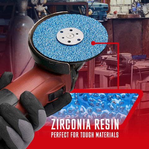 Fast Cutting 36 Grit Zirconia Resin Fiber Discs For Angle Grinder 4-1/2 Inch By 7/8 Inch in use on metal surface
