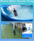 Rock Solid 12V DC Submersible Water Pump Delivering 1100GPH Flow And 16FT Lift With 6.6FT Hose in a pool and dirty water.