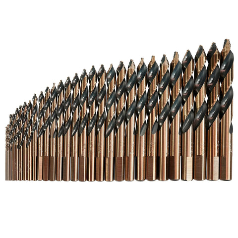 Split Point Step Drill Bit Set, 29 Piece Mechanics Length Range From One Sixteenth To One Half Inch In Sixty Fourths, Self Centering