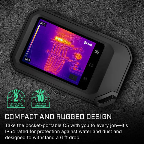 C5 Compact Thermal Imaging Camera With WiFi, High Resolution Infrared Imager for Quick Checks, shown with infrared display