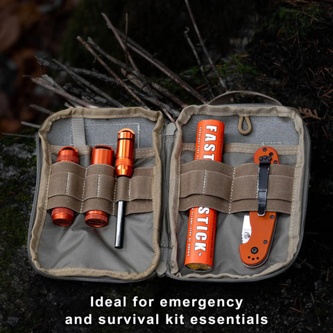 Fast Fire Stick Survival Fire Starter Tinder Upgrade pack in open survival kit with fire steel and knife