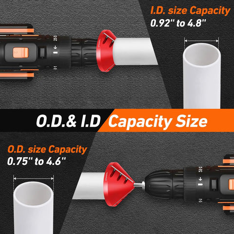 2 In 1 Inner Outer PVC Deburring Tool Chamfer Reamer For PVC CPVC ABS PP PE Pipe, Quick Bevels On OD 0.75 To 4.6 Inches And ID 0.92 To 4.8 Inches