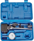 Magnetic Base Dial Indicator Set With White Dial For Precision Machining And Shop Inspections in blue carrying case