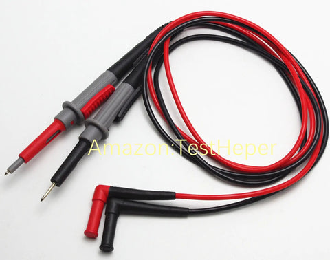 Insulated Silicone Adjustable Length Test Lead Set With Push And Pull Probes For Multimeter DMM 1000V 10A One Hand Use Friendly CAT II 1000V CAT III 1000V CAT IV 600V 1000mm Lead, red and black