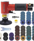 Workhorse 3 Inch Air Sander And Angle Grinder With Roll Lock Wheel Set, Pneumatic Polishing Tool And 41 Piece 3 Inch Sanding Discs