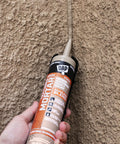 Applying Textured Mortar Filler And Sealant For Concrete And Masonry, Premium Elastomeric Latex Caulk to exterior wall, beige 10.1 oz
