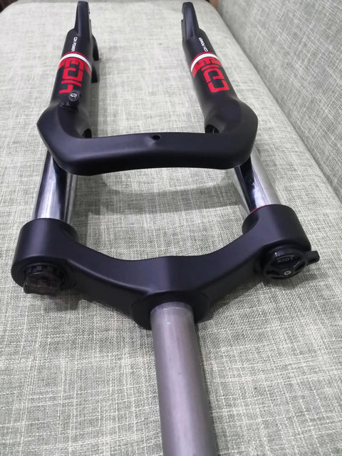 Beefy Fat Tire Electric Bike Front Suspension Fork For 20 Inch 4.0 Wide Tires, 135mm Hub Spacing, 1 1/8 Inch Straight Steerer, 9mm QR