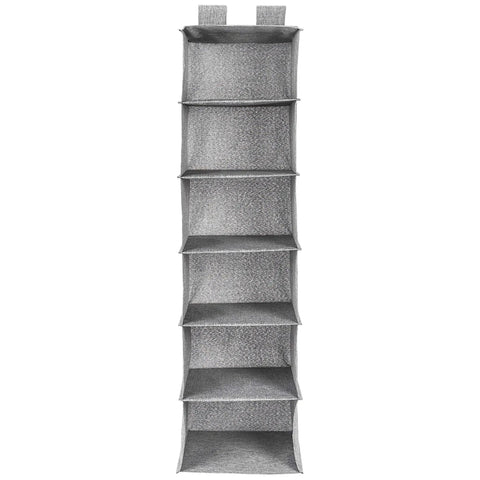 Six Tier Hanging Closet Shelf Organizer No Assembly Required Attaches Standard Closet Rod Space Saving Storage For Clothes And Linens Durable Polyester Wipe Clean 11.8 In Deep By 11 In Wide By 44.5 In High front view