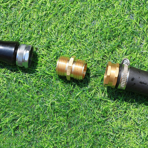 Heavy Duty Solid Brass Garden Hose Fittings Connectors Adapter Double Male To Male Faucet Leader Coupler Three Quarter GHT Thread