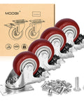 3 Inch Heavy Duty Casters Load 1500 Lbs Lockable Bearing Caster Wheels With Brakes Swivel 360 Degree Turn Set of 4 with Screws