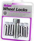 Package of Chrome Tuner Style Cone Seat Wheel Locks M14 By 1.5 Thread Size Set Of Four For Close Tolerance Lug Hole Recesses