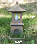 Solar Powered Pagoda Garden Statue With Flickering LED Lantern For Outdoor Yard Patio Or Garden Japanese Zen Decor In Weatherproof Polyresin Durable 12x7x6 Inch Accent on grass