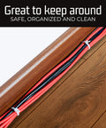 Cables secured on wooden floor with 1000 Piece Zip Tie Set For Every Project, 12 Inch Beefy Heavy Duty Self Locking Nylon Cable Ties