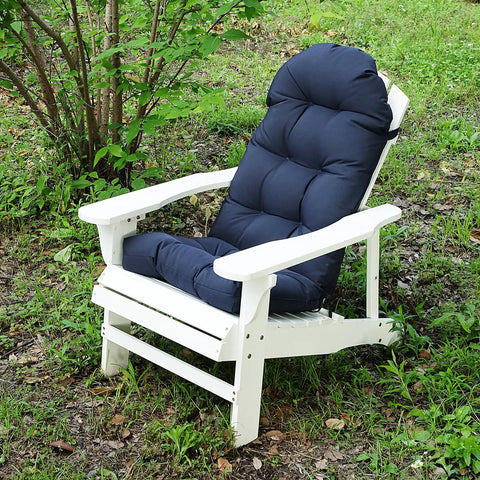 Adirondack Chair Cushions Set Of 2 Weather Resistant High Back Rocking Patio Cushions Indoor Outdoor Tufted Thick Seat Pads For Super Comfy Feel Durable Polyester Fabric on white chair outdoors