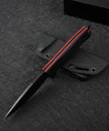 VG10 Steel Fixed Blade Tactical Knife With Ergonomic Micarta Handle And Kydex Sheath on textured surface
