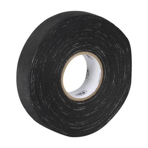 Friction Tape Three Quarters Inch By Sixty Feet Black Double Sided Sticky Cotton Cloth Tape for electrical splices and grip.