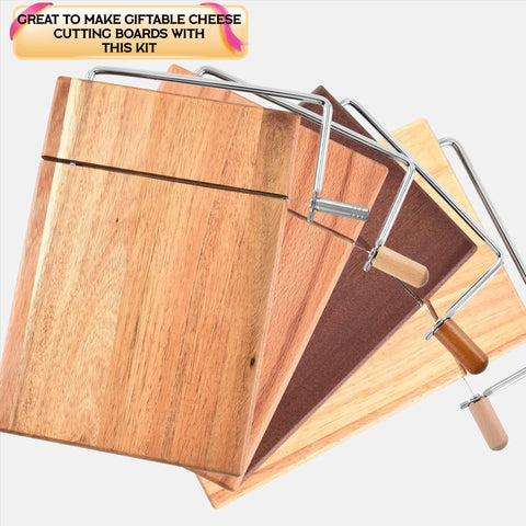 Solid Stainless Steel Cheese Slicer Kit With Grippy Handle And Hex Key Great For Whipping Up Knockout Gift Boards with wood cutting boards