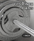 Heavy Duty 5 Foot Powerlifting Barbell With 1 Inch Standard Grip 300 Pound Capacity Solid Chrome Plated Knurled Bar For Deadlift Bench Press Squat Home Gym Strength Training Includes Lock Collars fitted with 1-inch weight plates.