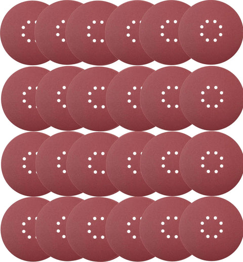 50 Pcs 9 Inch 8 Hole 120 Grit Drywall Sanding Discs With Hook And Loop Backing High Performance Aluminum Oxide Sandpaper Discs Front View