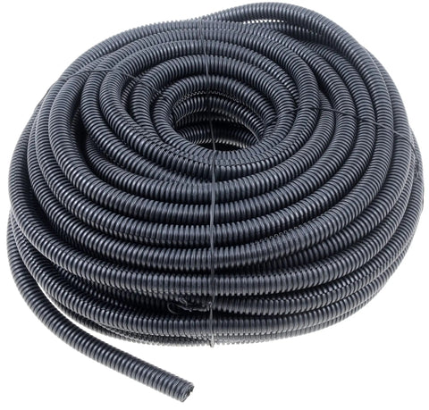 Three Eighth Inch Black Flex Split Wire Conduit For Automotive And Industrial Wiring, durable 100 ft roll of split loom sheathing