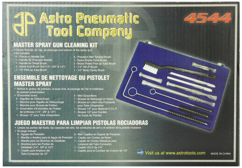 Astro Pneumatic Tool Company 4544 master spray gun cleaning kit with needles, brushes, and pickup tube brushes