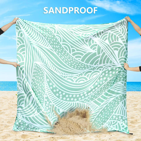 Beach Day Essential Huge Family Sized Beach Blanket Waterproof Sandproof Quick Dry Outdoor Picnic Mat for 1 to 8 Adults