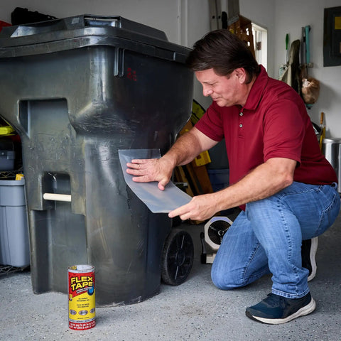Person applying Thick Rubberized Waterproof Tape For Patching Sealing Leaks And Quick Repairs That Works Underwater And On Dry Surfaces