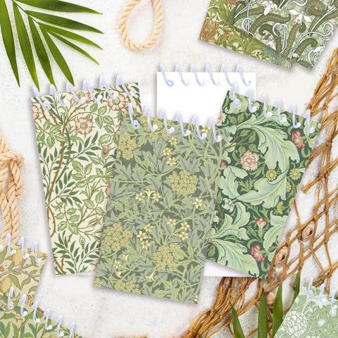 Pocket-Sized Floral Notebooks Set, 24 Mini Spiral Journals 2.36 x 3.94 Inches, 8 Vintage Botanical Designs with lined pages