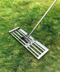 Beefy Heavy Duty Lawn Leveling Rake 30x10 Inch Professional Grade Leveler Tool with Adjustable 78 Inch Handle on grass
