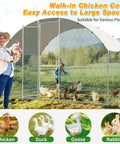 Large Walk In Chicken Coop With Waterproof Round Arch Cover And Anti UV Shield, Heavy Duty Galvanized Mesh Poultry Cage visible